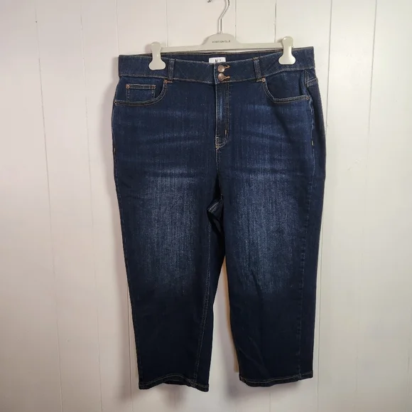 Penningtons Curvy Fit Denim Capri Dark Wash Jeans d/C Plus Size 20 New Summer - Picture 3 of 11